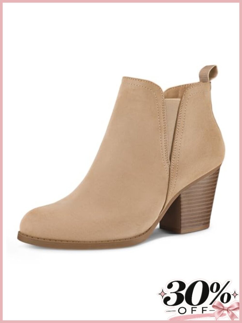 Women's Ankle Boots Stacked Chunky Heel Booties Side Zipper